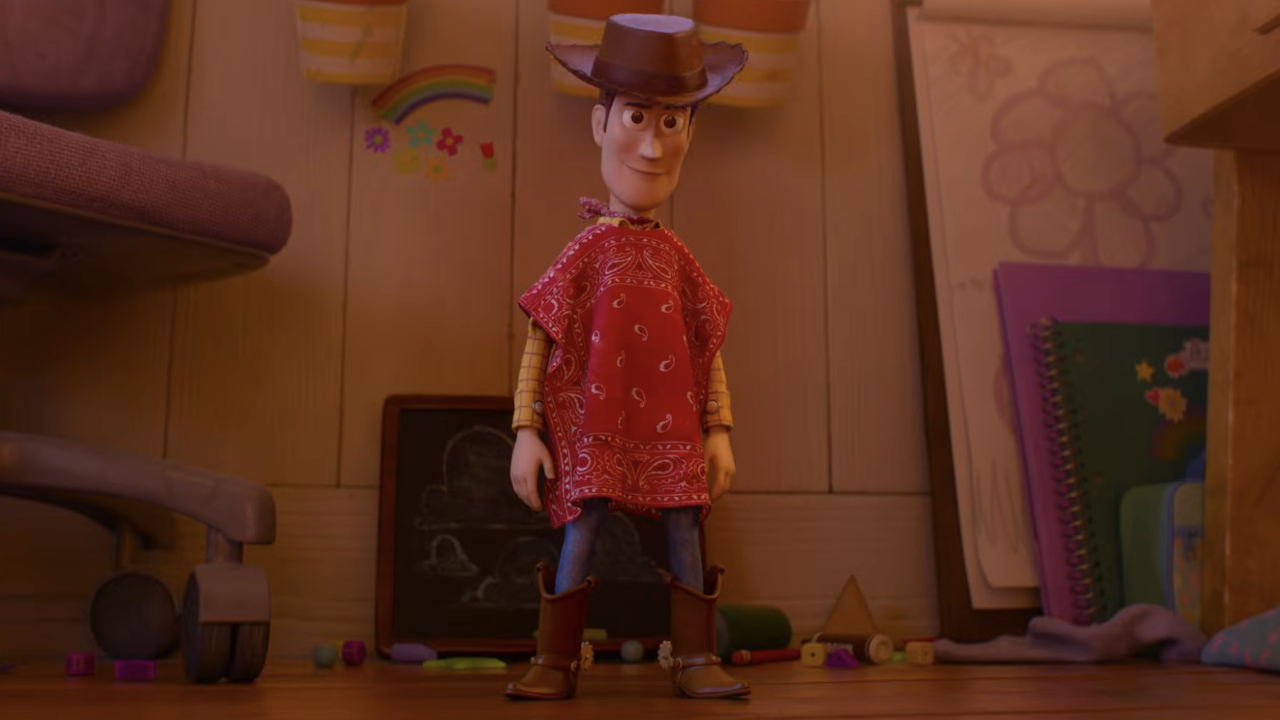 Woody (Tim Allen) returns to Bonnie's room in Toy Story 5.