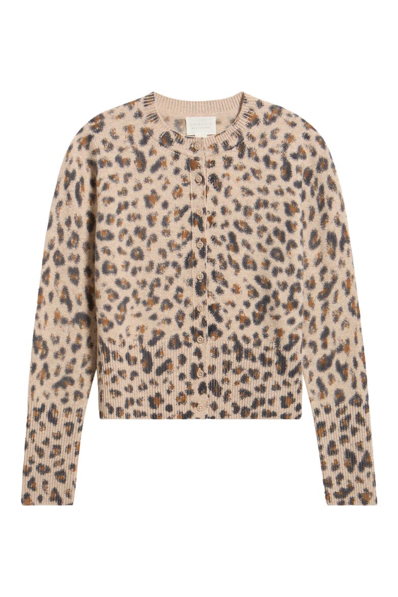 Leopard Print Wool &amp;amp; Cashmere Cardigan