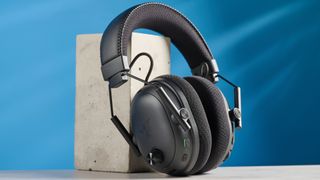 A black Razer BlackShark V3 Pro wireless gaming headset