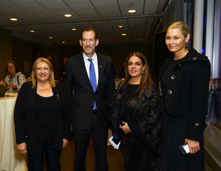 Marie-Louise Coleiro Preca, President of Malta, Robert Skinner, Executive Director UN Office for Partnerships, Namira Salim, Founder and Executive Chairperson of Space Trust and Lucie Brigham, Chief of Office, UN Office for Partnerships‎ gathered at "Space2030" on Sept. 29, 2018.