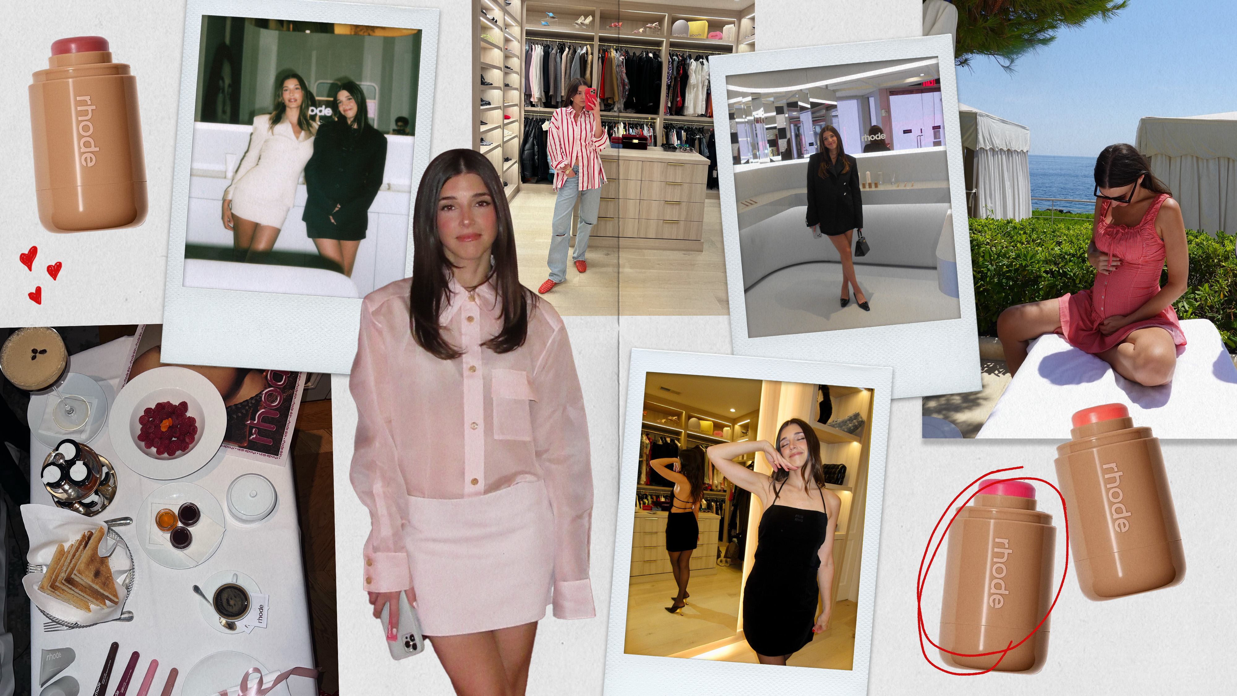 Collage of Lauren Ratner and Rhode products.