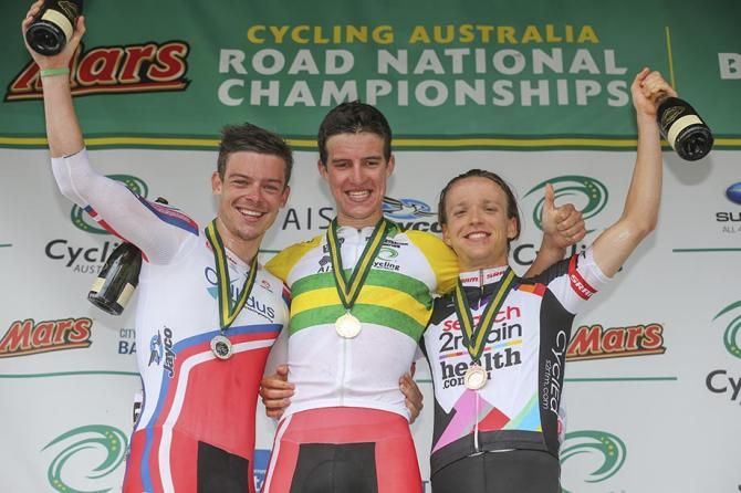 The men's U23 national road race podium