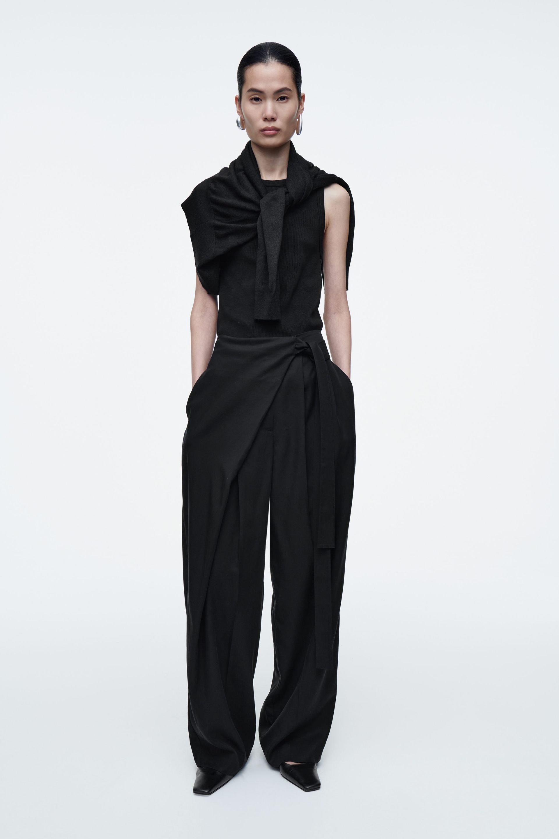 Fluid Wrap-Front Trousers