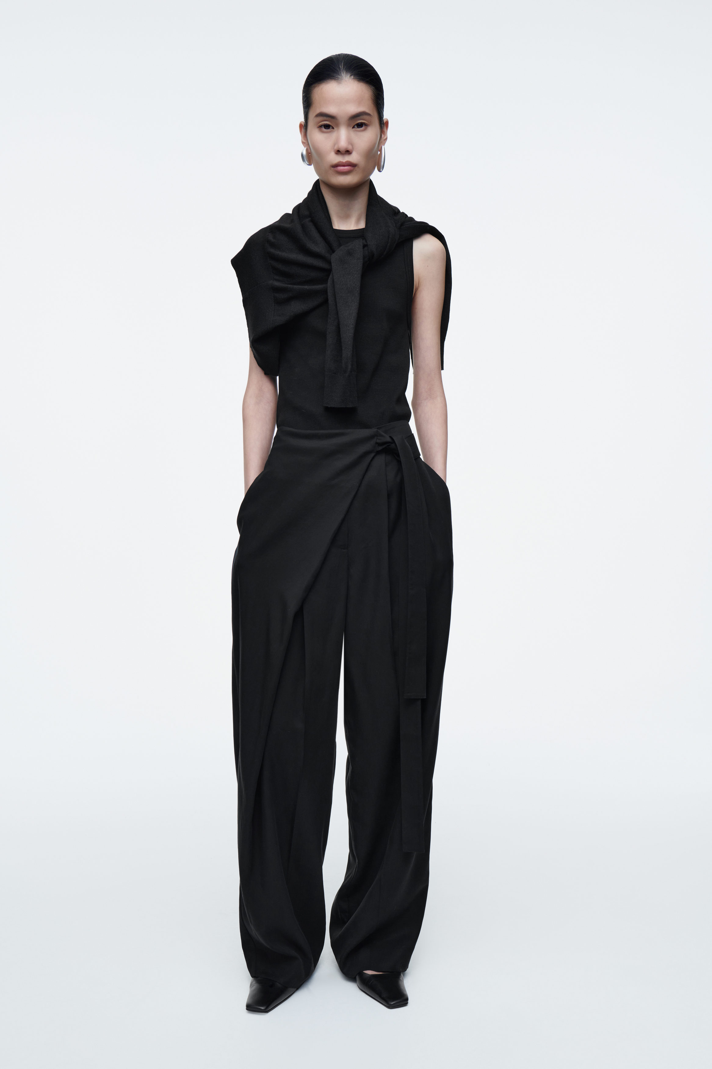 Fluid Wrap-Front Trousers