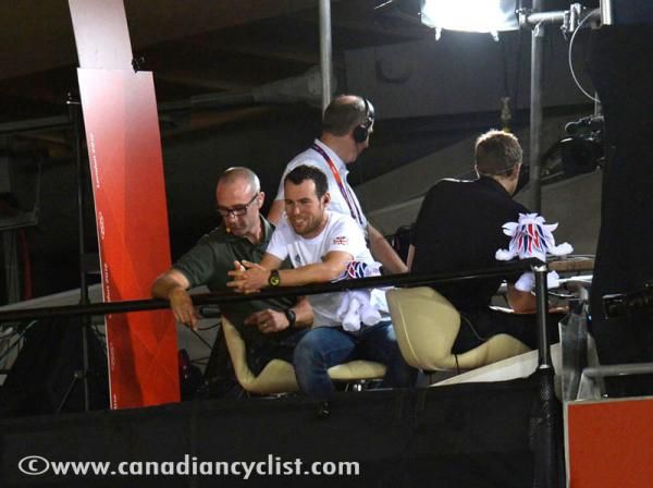 Jamie Staff and Mark Cavendish watched from the BBC studio