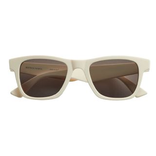 pair of white bottega veneta sunglasses