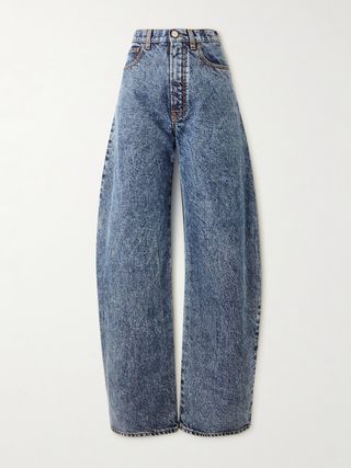 Acid-Wash High-Rise Barrel-Leg Jeans