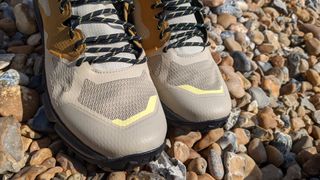 Close up of toebox on Salomon Predict Hike boots