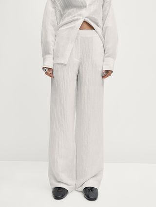 massimo dutti, Flowing Creased-Effect Trousers