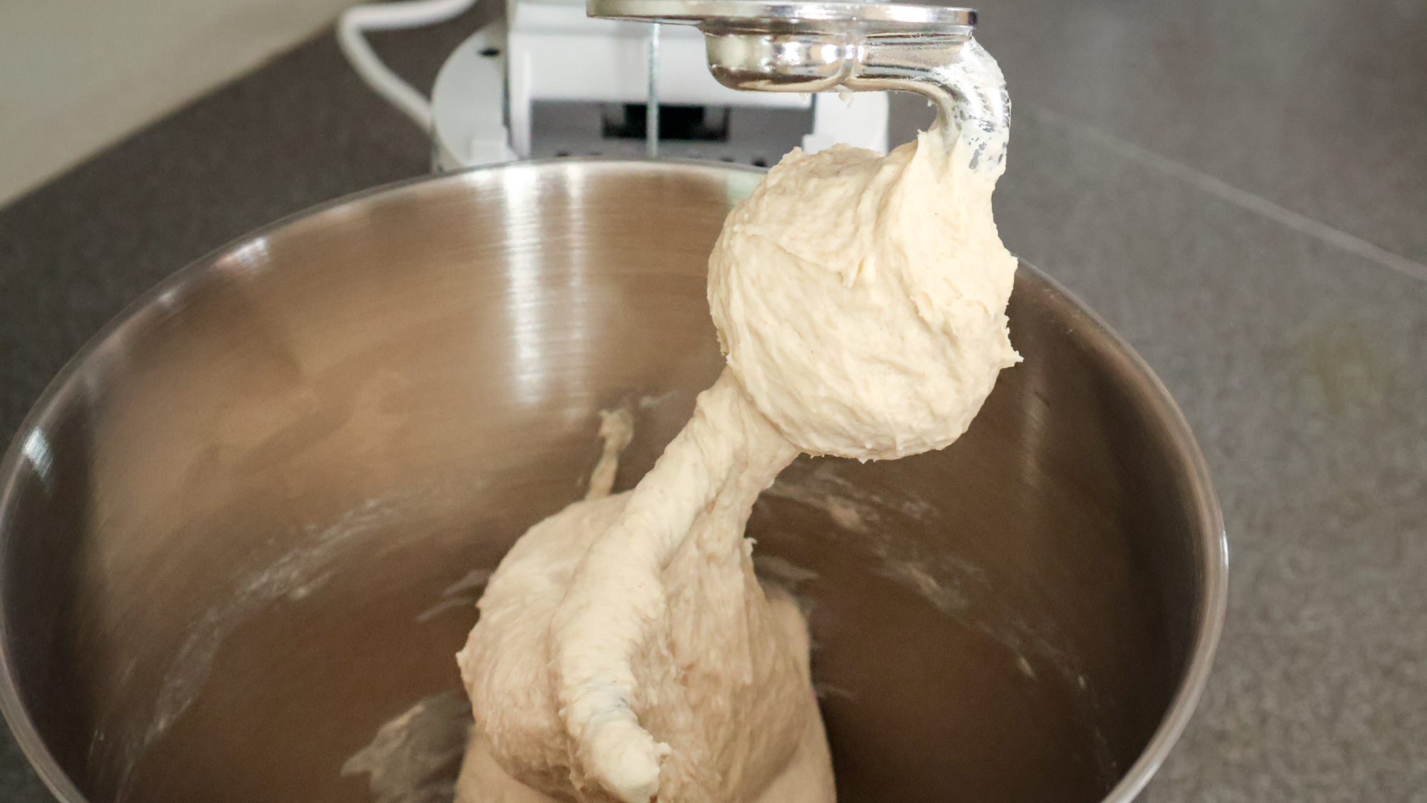 Laura Ashley stand mixer mixing dough