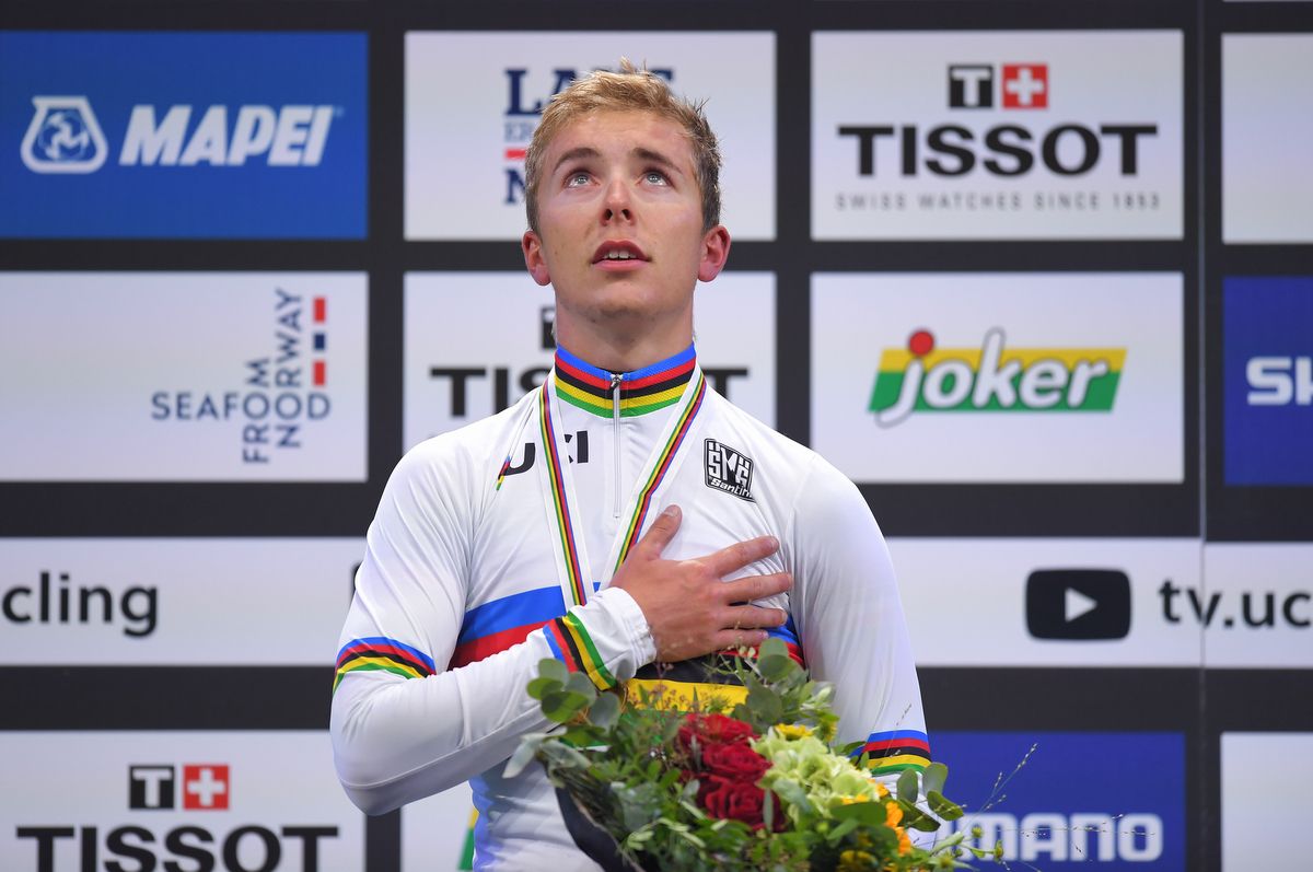 Benoit Cosnefroy (France) during the anthem