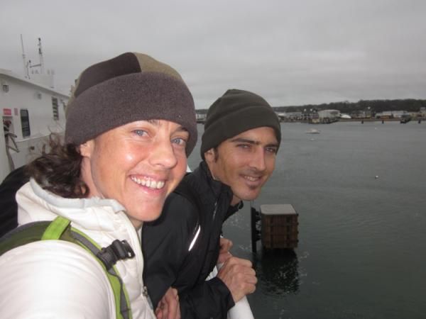 Mary McConneloug and Mike Broderick on the boat back home
