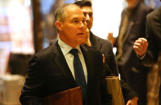 President-elect Donald Trump has chosen Oklahoma Attorney General Scott Pruitt as the head of the U.S. EPA. Here, Pruitt arrives at Trump Tower on Dec. 7, 2016, in New York City. 