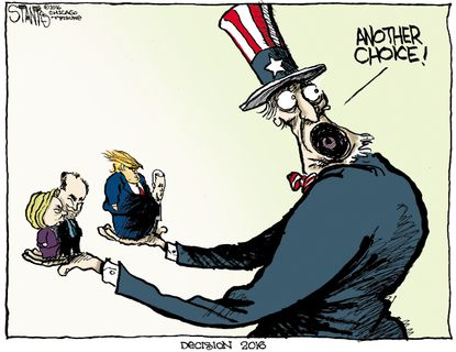 Political cartoon U.S. Hillary Clinton Donald Trump 2016 Election