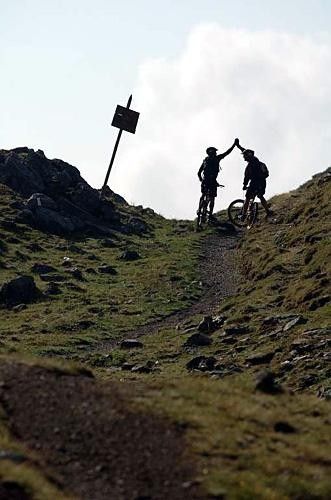 High five, bro! Hans and Thomas thoroughly enjoyed themselves Trela Pass