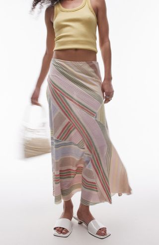 Cutabout Stripe Cotton Midi Skirt