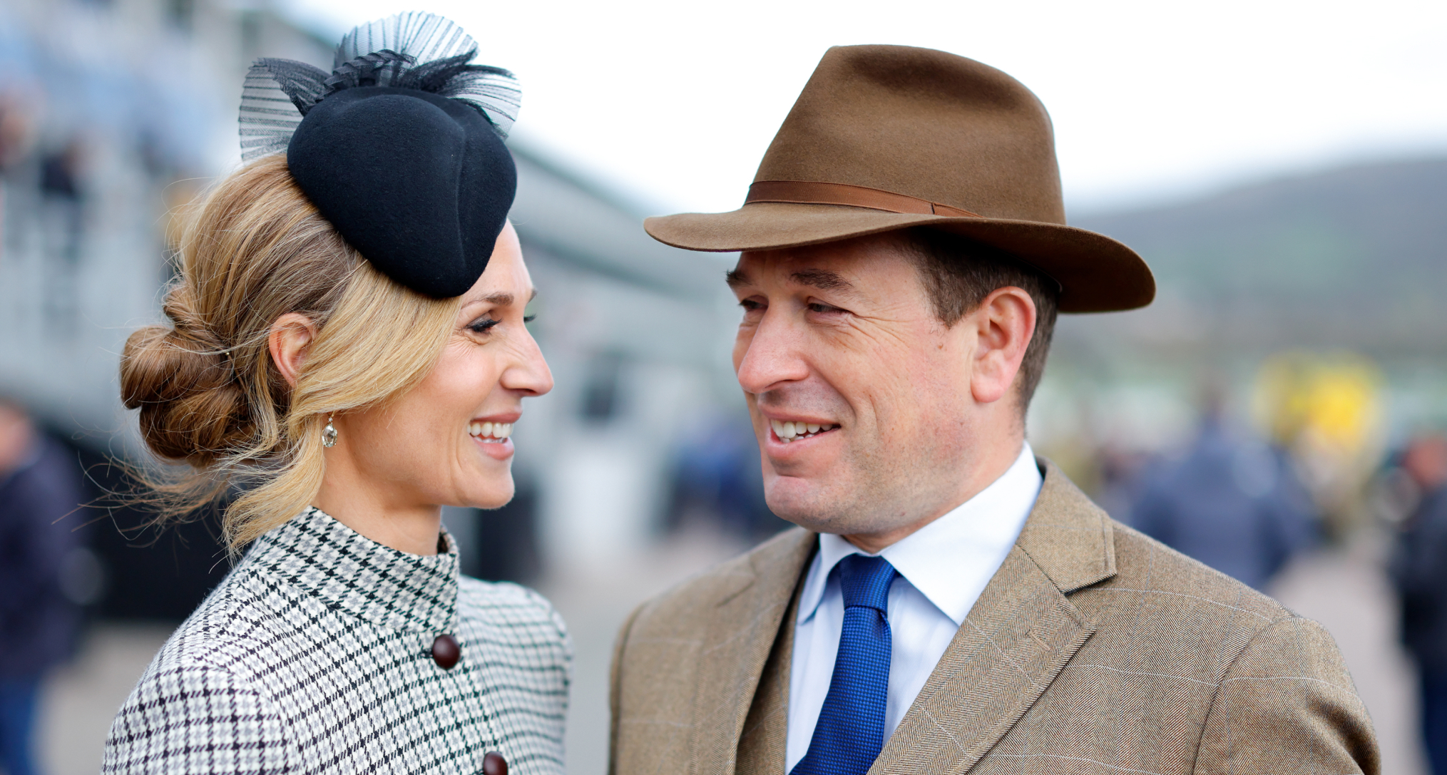 Harriet Sperling and Peter Phillips smiling at each other