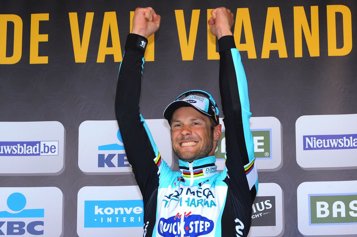 Tom Boonen celebrating his third De Ronde victory in 2012
