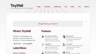 TinyWall website screenshot