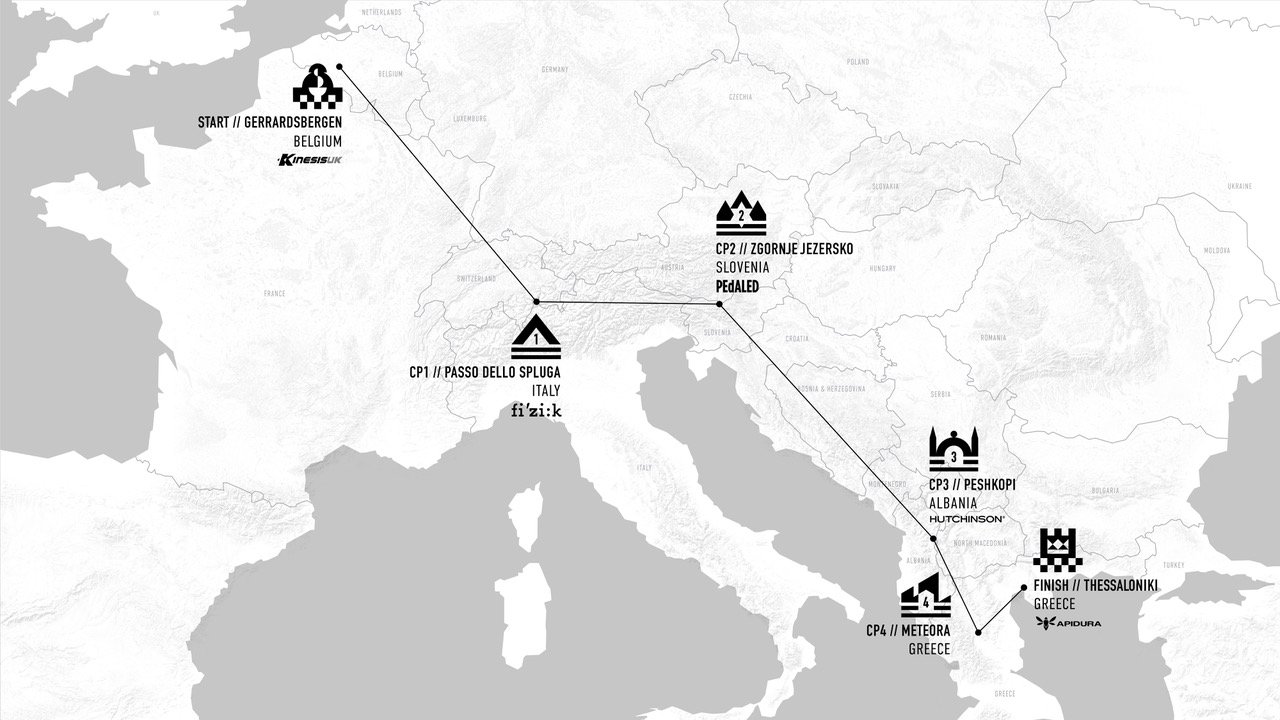 Control point map for the 2023 Transcontinental Race