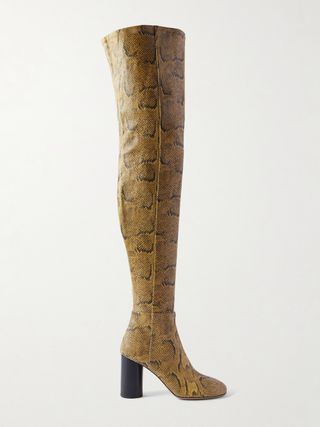 Lelta snake-effect leather over-the-knee boots