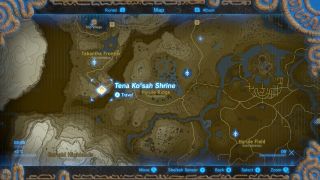 Map view for the Ancient Columns Breath of the Wild Captured Memories collectible