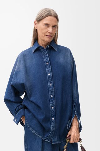 Draped Shirt in Denim