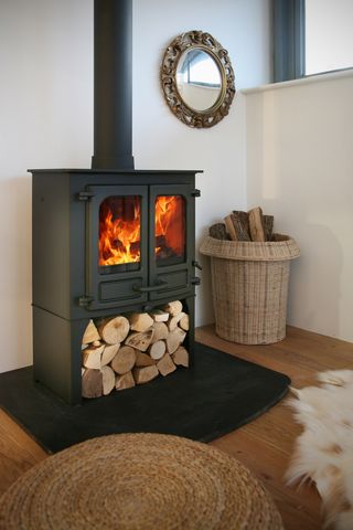 Log store ideas in woodburning stove