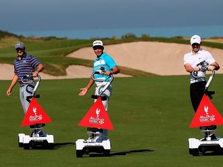 Spieth, Fowler and McIlroy enjoying themselves before the Abu Dhabi HSBC Golf Championship