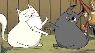 Two cats from Netflix's Exploding Kittens