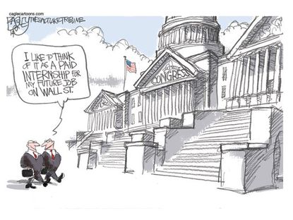 Political cartoon congress business Wall Street