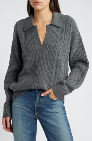 Merino Wool & Cotton Cable Sweater