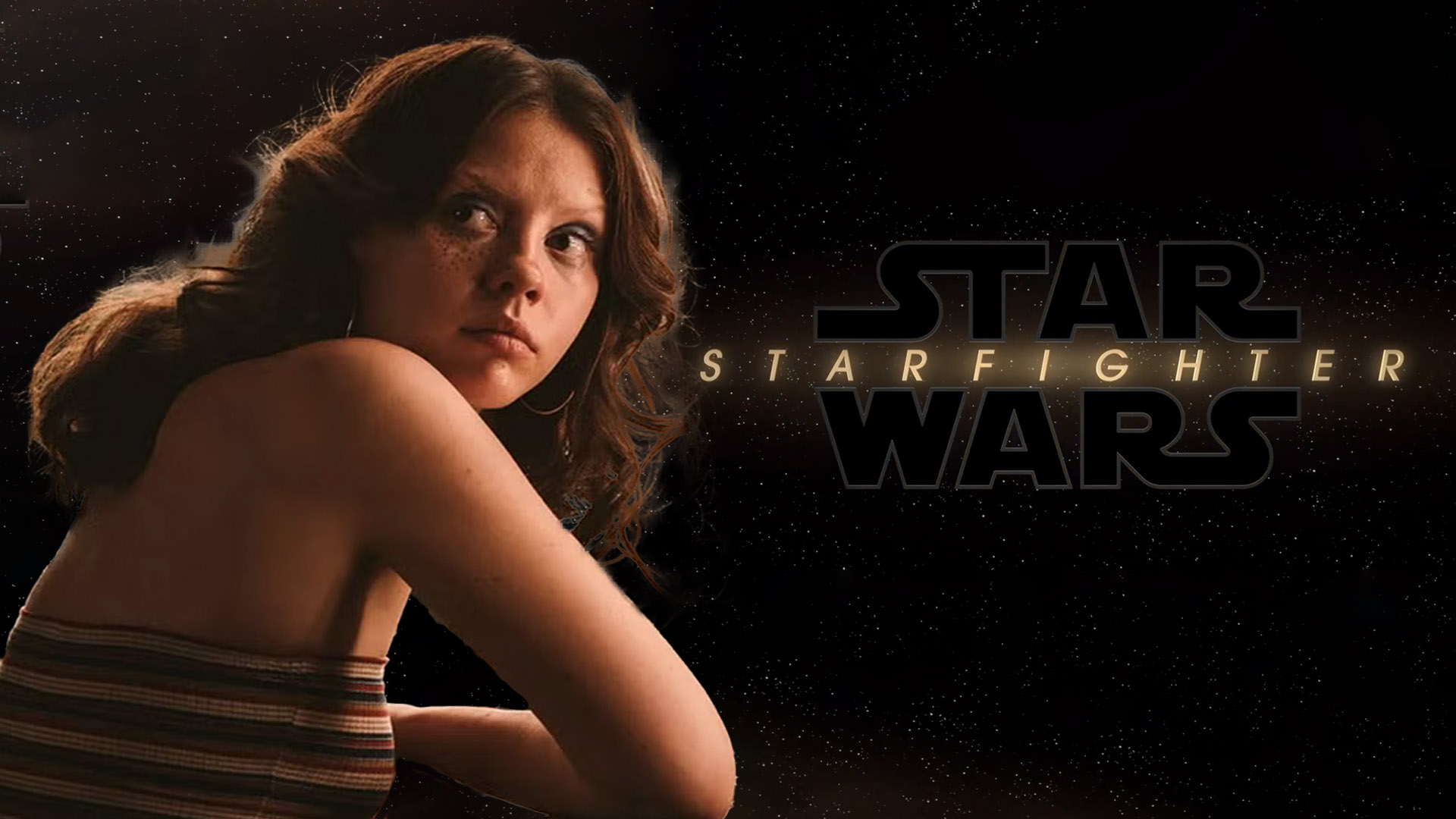 Mia Goth with Star Wars logo.