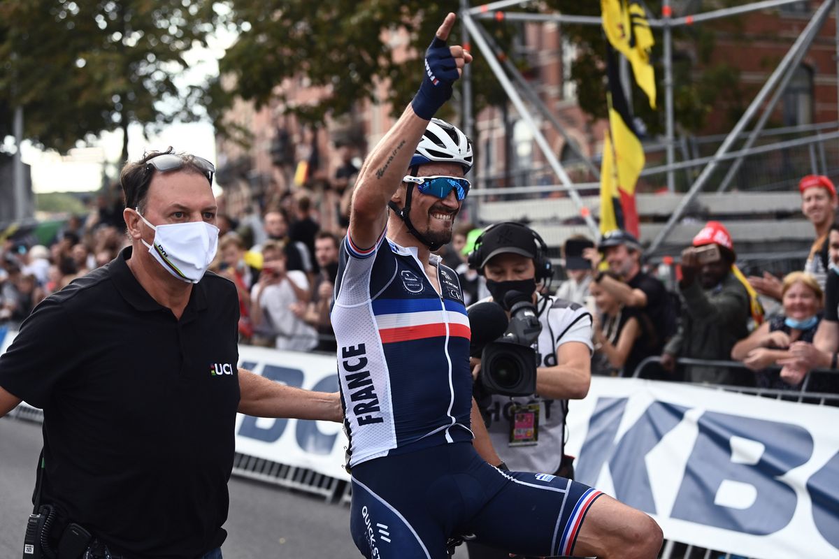 2021 UCI Road World Championships Flanders Mens Elite Road Race Antwerp Leuven 2683 km 26092021 Julian Alaphilippe France photo POOL Alex BroadwayBettiniPhoto2021