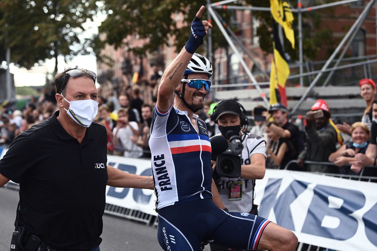 2021 UCI Road World Championships Flanders Mens Elite Road Race Antwerp Leuven 2683 km 26092021 Julian Alaphilippe France photo POOL Alex BroadwayBettiniPhoto2021