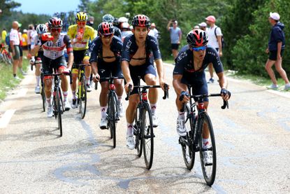 Richie Porte, Michal Kwiatkowski and Richard Carapaz on stage 11 of the 2021 Tour de France
