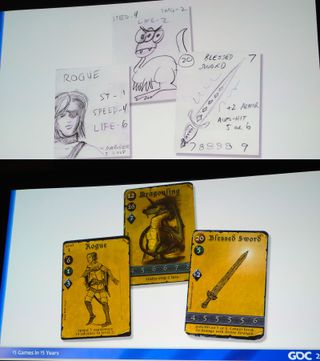 Prototype and final art for the Monster Hunter cards, though the final art was lifted from the D&D 3.0 source books.