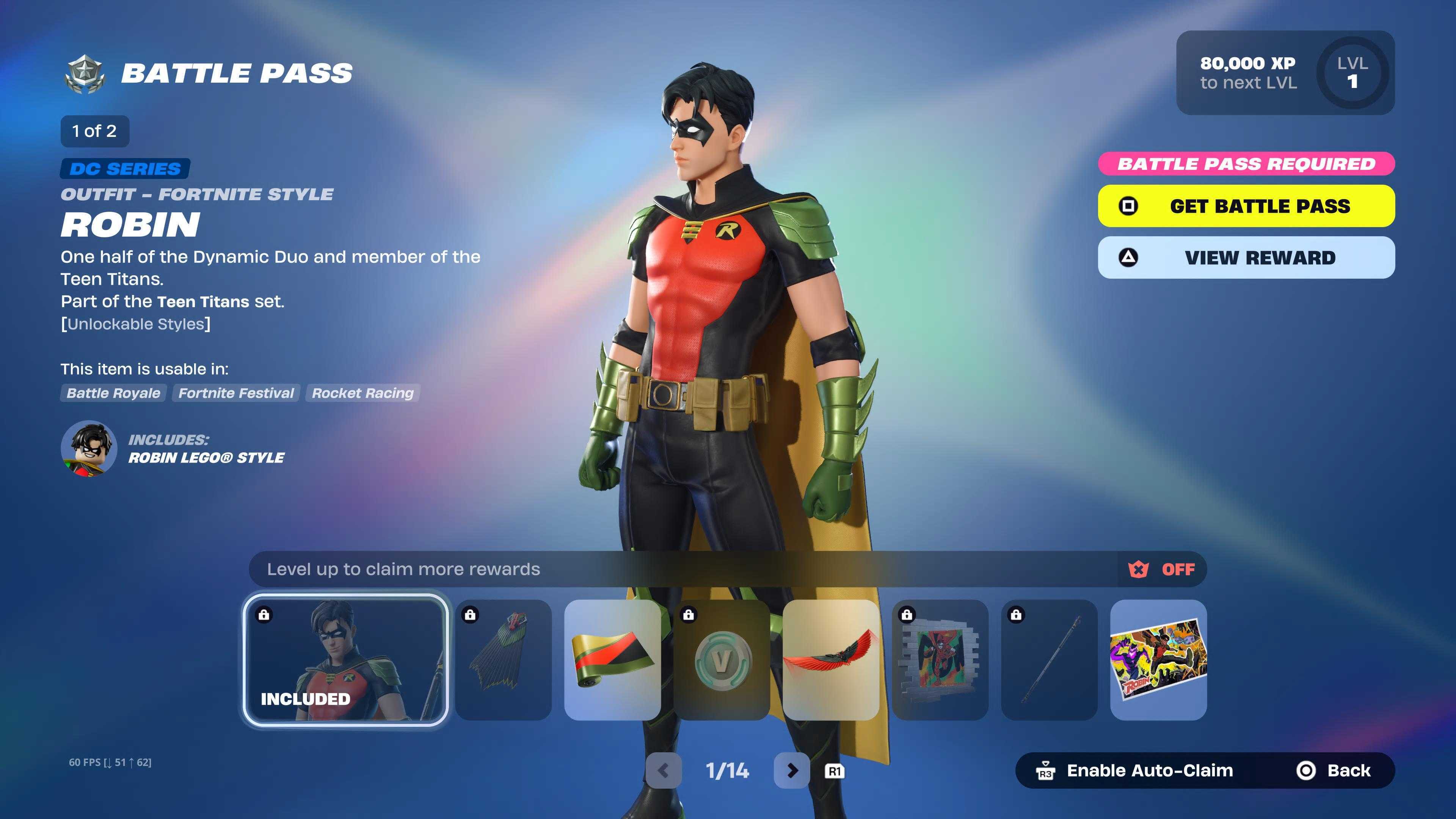 Robin highlighted in the Fortnite Super Battle Pass