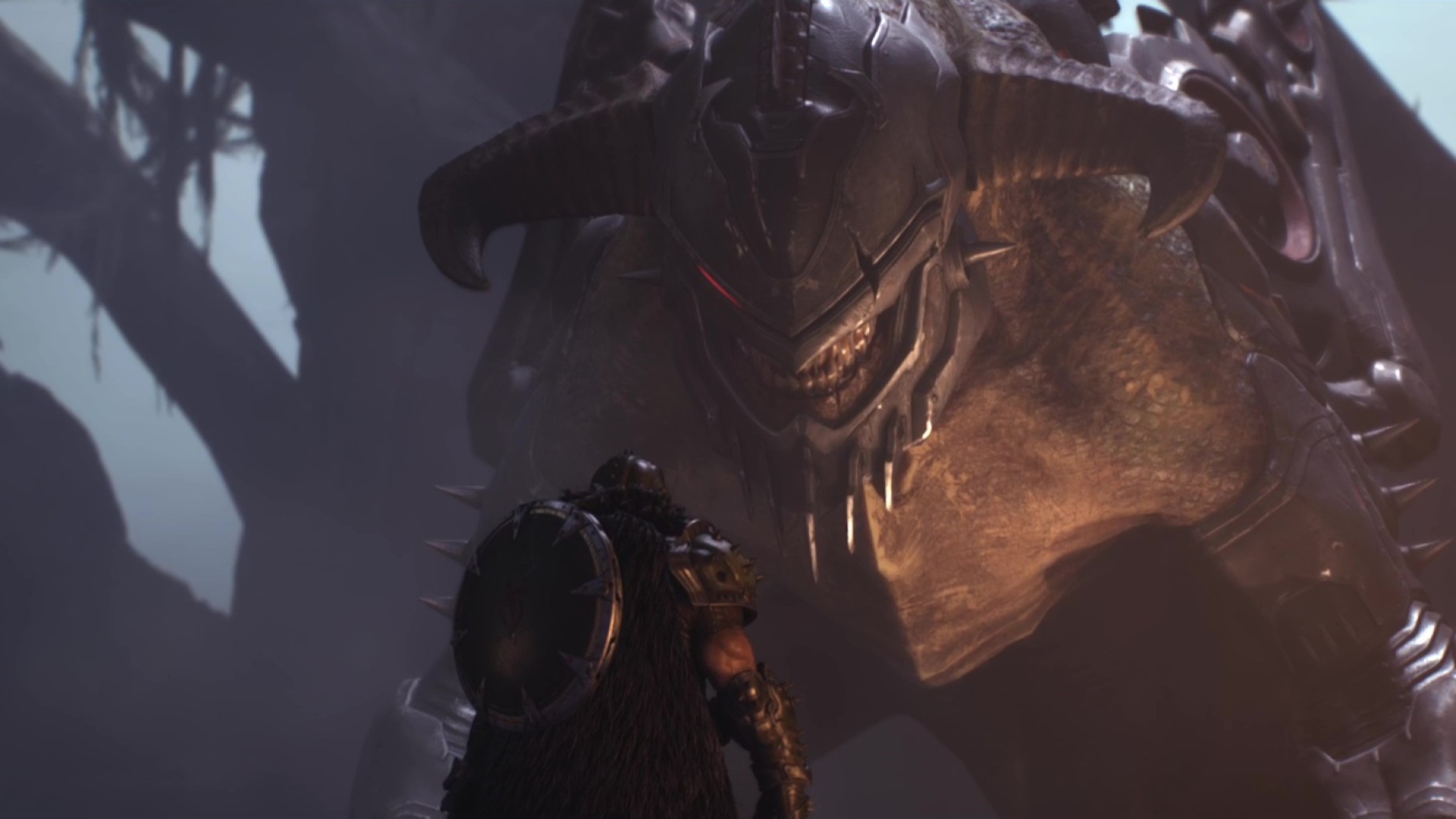 The Slayer stares down a Cyborg dragon in Doom The Dark Ages