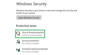 How to turn off Windows Defender - click virus and threat protection