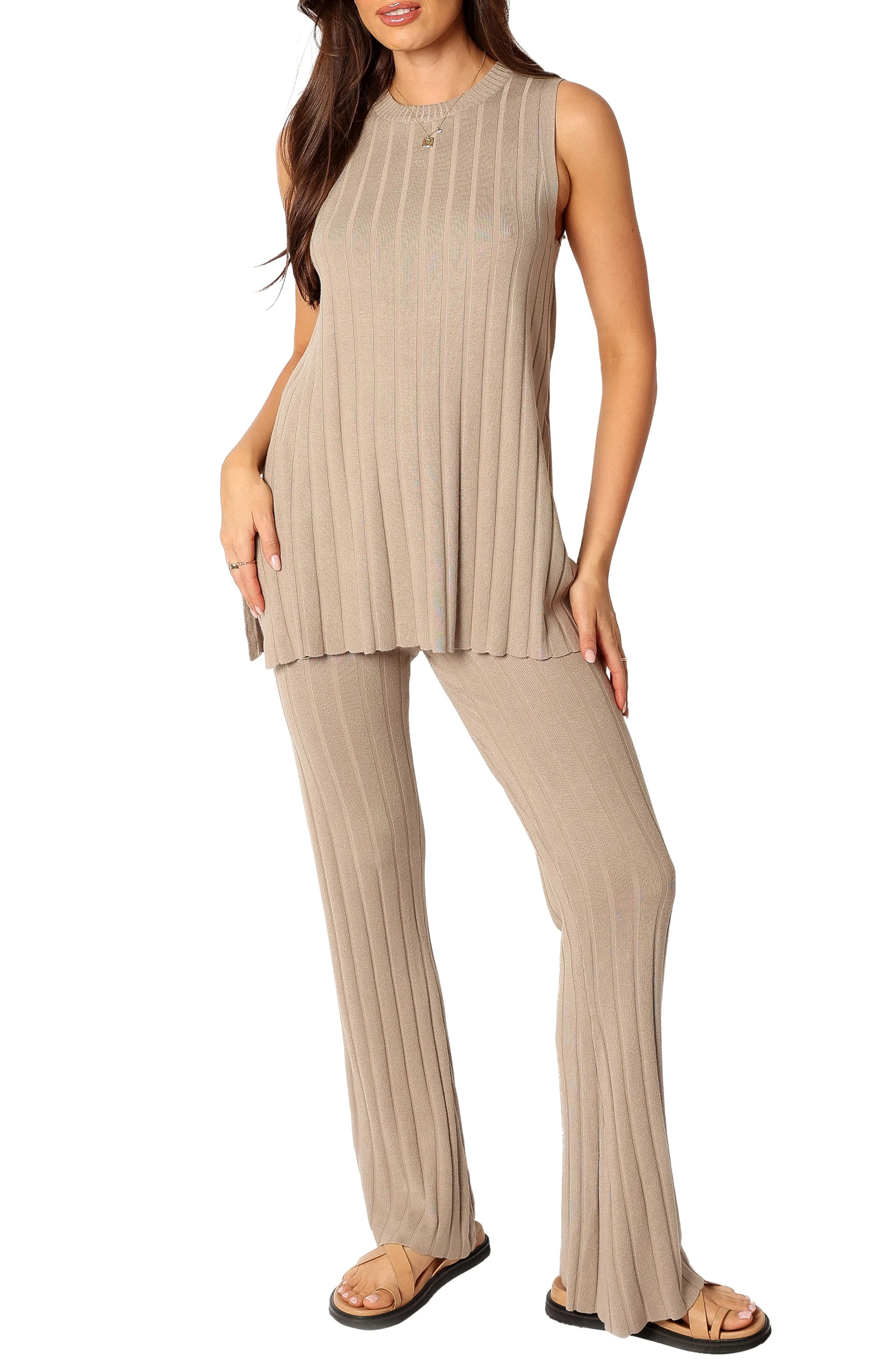 Petal & Pup, Silvie Wide Rib Sweater Tank & Straight Leg Pants Set (Was $99) 