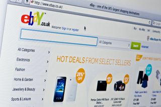 Close up of the ebay.co.uk website homepage