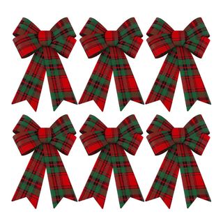 The Holiday Aisle® 6 Pack Buffalo Plaid Christmas Bows - Ideal for Indoor and Outdoor Decorations | Wayfair