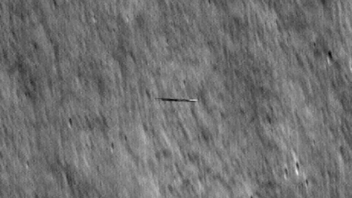 NASA spacecraft captures image of unidentified object orbiting the moon – is it a ‘surfboard’?