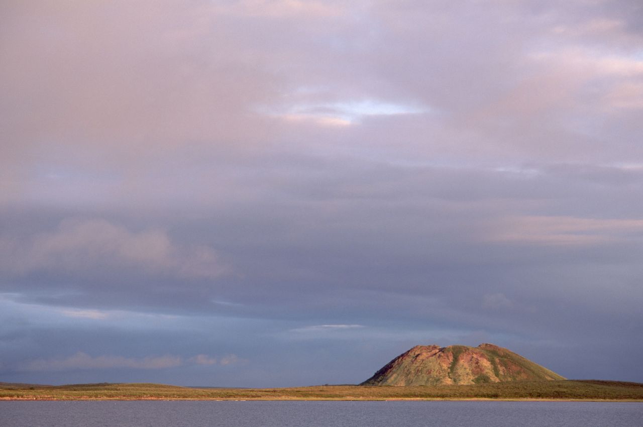 A pingo pictured in Canada.