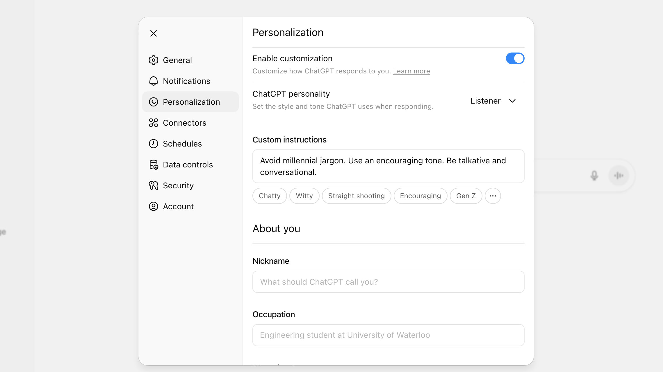 OpenAI Settings