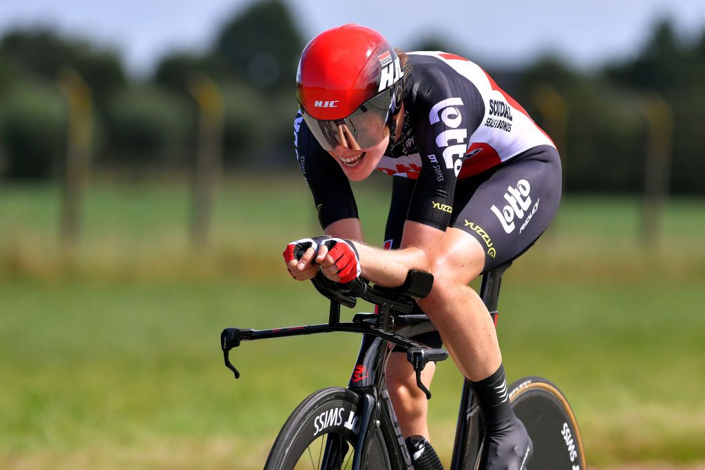julie van de velde KOKSIJDE BELGIUM AUGUST 20 Julie Van De Velde of Belgium and Team Lotto Soudal Ladies during the 121st Belgian Road Championship 2020 Womens Elite Individual Time Trial a 284km Individual Time Trial on Koksijde ITT BELCycling BKKoksijde on August 20 2020 in Koksijde Belgium Photo by Luc ClaessenGetty Images