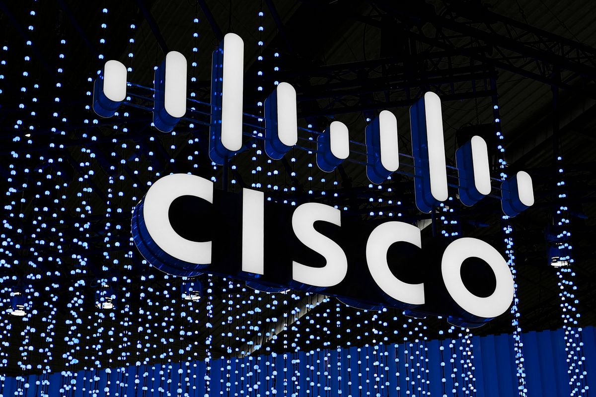 Cisco logo displayed at Mobile World Congress ahead of the launch of the Cisco AI Assistant for Security