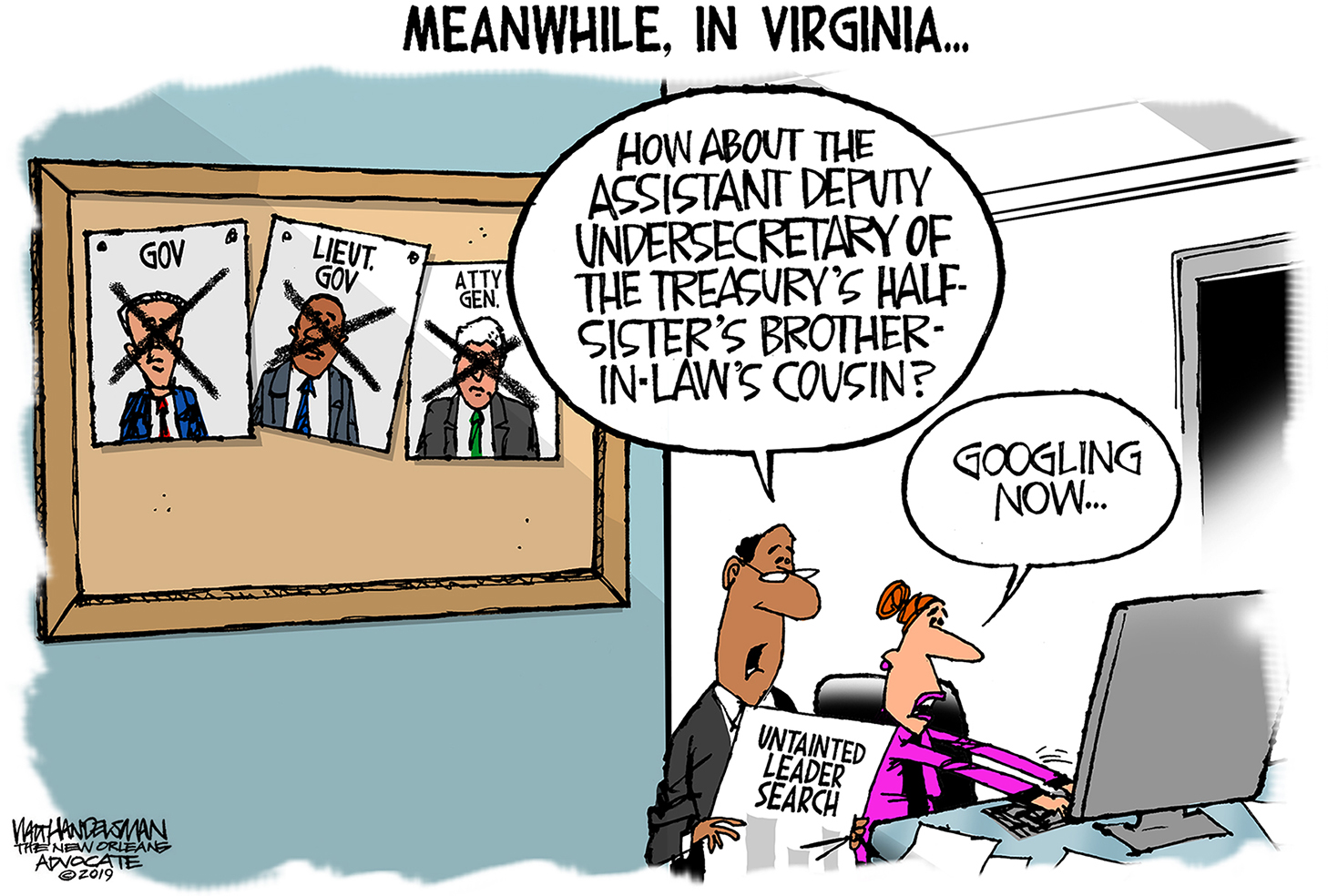 Political Cartoon U.S. Ralph Northam Justin Fairfax Scandals GOP Democrats 