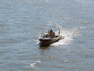 Power boat on a river